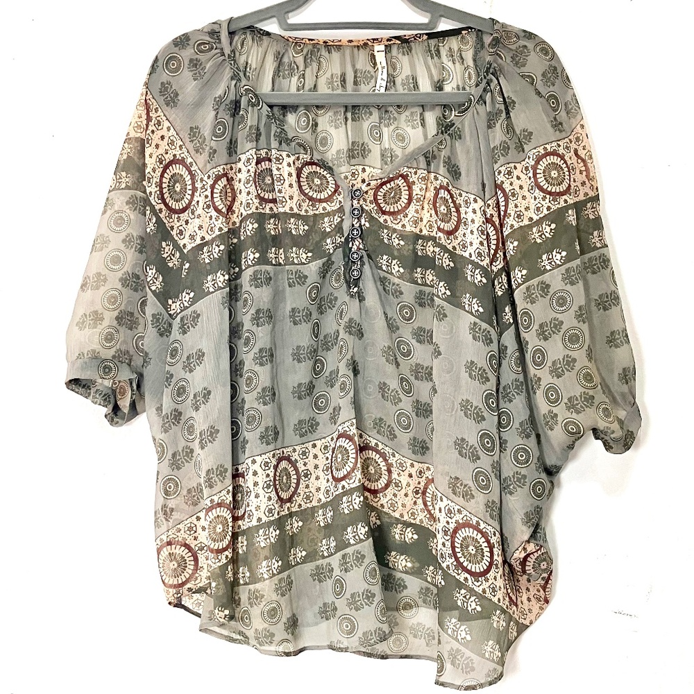 Doman Sleeve Sheer Flowy Boho Blouse